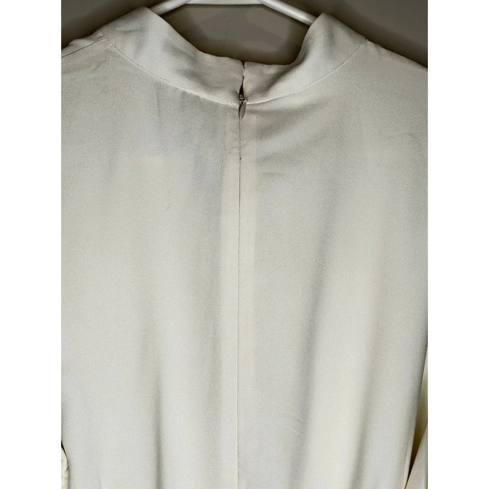 Ann Taylor Ivory Gold Button Tie Waist Midi Dress Old Money Career - Picture 10 of 11